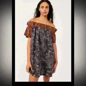 Free People Women's Sophie Printed Swing Dress Navy Size X-Small